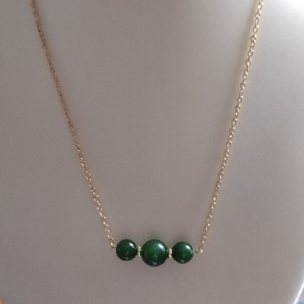 Hand Crafted Jade Gold Plated Bar Necklace With Magnetic Clasp
